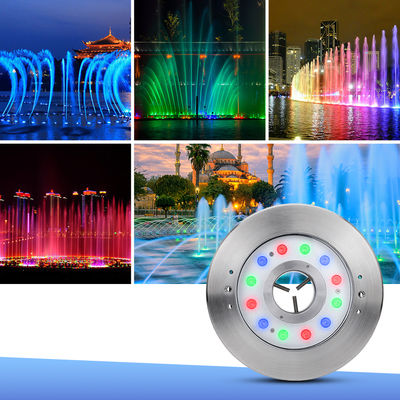 Underwater Fountain Lamp IP68 12W 24W 36W Warm White RGB Stainless Steel 316L With Customized logo