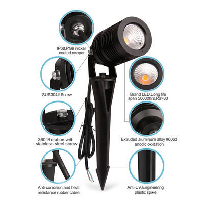 Düzenlenebilir LED Bahçe Noktası Işığı 10 Watt IP65 Dış Bahçe Çubuk Işığı