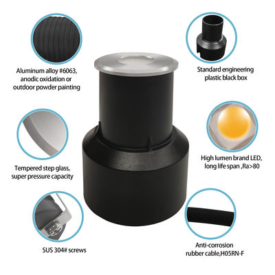 IP67 Yer Altı Işığı Mini Gömme Işıklar 12V 24V Sıcak Beyaz ÇAP45MM Buzlu Cam Lens Olmadan