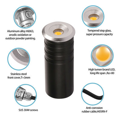 Mini IP67 1W CREE XPE LED Tek Renkli yeraltı ışığı dış mekan gömülü lamba merdiven merdiven ışığı