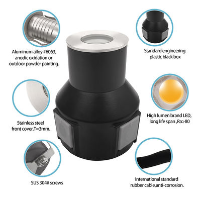 LED Toprak Mezarlığı Işığı Paslanmaz Çelik 316 1w 2w 3w DC 24v Plastik Arka Kutusuyla Çimleri Dekore etmek için