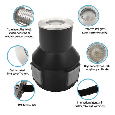 3W IP67 Bahçe Merdiven Işıkları RGB3in1 Alüminyum Konut Paslanmaz Çelik Ön Kapak İki Yıllık Garantiyle