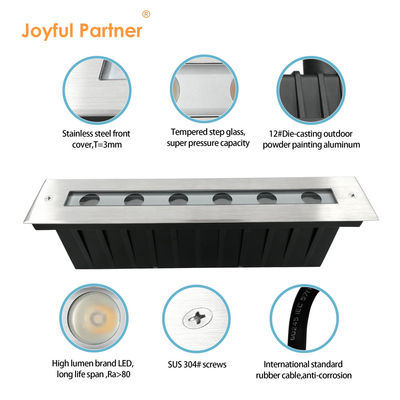 IP67 Su geçirmez doğrusal yeraltı ışığı SS Kapak Sıcak Beyaz 12W DMX512 Paslanmaz Çelik Ön Kapak