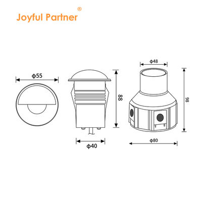 Çökmüş LED Yeraltı Işığı Yarım Gölge AC220V 316# Difüzyonlu Camlı Paslanmaz Çelik