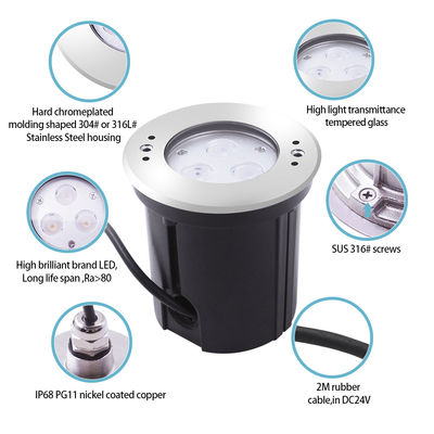 Yüzme havuzu Sualtı Işığı 3W 6W gömülü IP68 RGB UV direnci DC24V