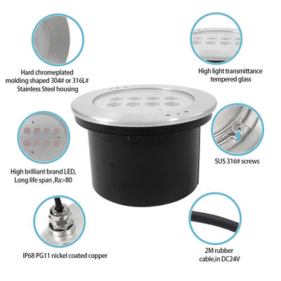 316 Paslanmaz Çelik RGBW Sualtı Işığı 4 In 1 40W DC24V LED Yüzme Havuzu Işıkları