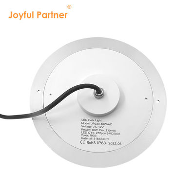 RGB yüzme havuzu ışığı IP68 DC12V 18W 25W 35W LED DIA230MM SMD2835 324pcs