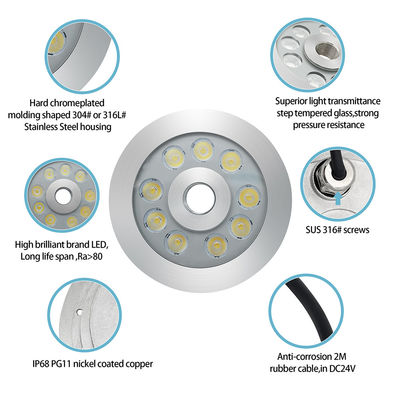 27W 3 in 1 RGB LED Çeşme Işık Ticari Meydan için Paslanmaz Çelik
