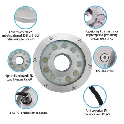 18W RGB LED Çeşme Havuzu Işığı DMX Kontrol Su geçirmez IP68 Sualtı Işığı