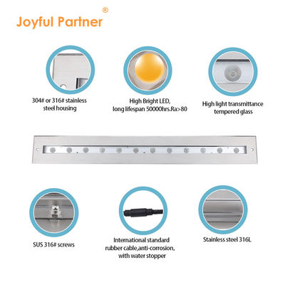 SS316L Sualtı Doğrusal Işık 3000K 4000K 6000K IP68 LED Duvar Çamaşır Lampası