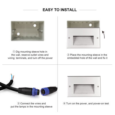 2.5W Gömme LED Basamak Işığı SMD3528 AC100-240V IP65 Su Geçirmez Proje Kurulumu