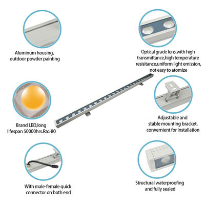 Lineer LED Duvar Yıkama Işığı 9W IP65 LED RGB Spot Işıklar Bina Dekorasyonu İçin