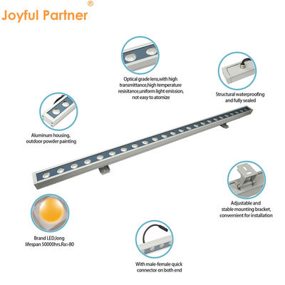 24W Rgbw LED Duvar Yıkama Işığı Doğrusal 2700k - 6500k Bina için Su geçirmez