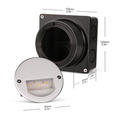 Alüminyum Dış LED Adım Işığı IP65 Yuvarlak Kapak Kare Kol Duvar Merdiven