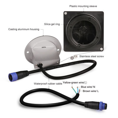 Alüminyum Dış LED Adım Işığı IP65 Yuvarlak Kapak Kare Kol Duvar Merdiven