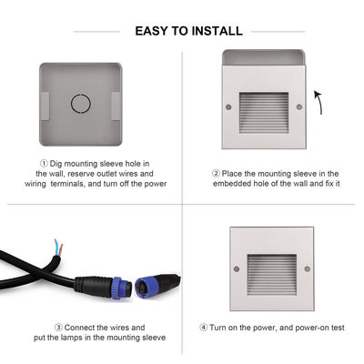 Kare Alüminyum LED Çıkışlı Duvar Işığı IP65 Yan Merdiven LED Merdiven Merdiven Işıkları