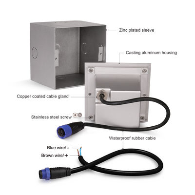 Kare Alüminyum Merdiven Çıkartma Duvar Işığı 3w DC 24v Alüminyum malzemesi şık iç mekanlar için