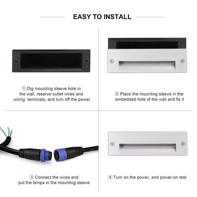 Dikdörtgen gömülü LED Duvar Paketi Işıkları 220VAC 5W Sıcak Beyaz LED Yürüyüş Işıkları