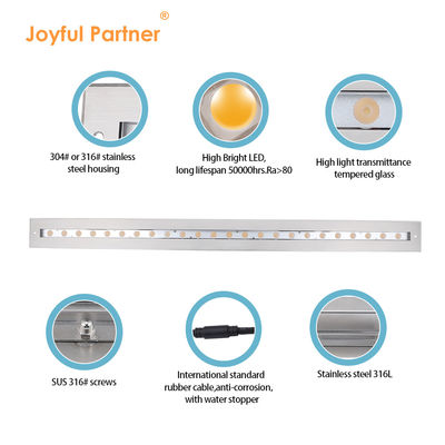Lineer Bar Light IP68 Dış Suya Karşıt Paslanmaz Çelik DMX512 RGB+3000k Sualtı Işığı
