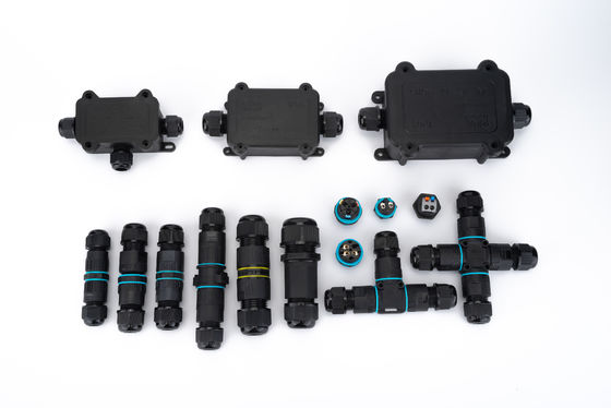 IP68 Hızlı Bağlantı Su geçirmez 1 In 2 Out Kara Renk Yeraltı Kablo Bağlantı Kutusu