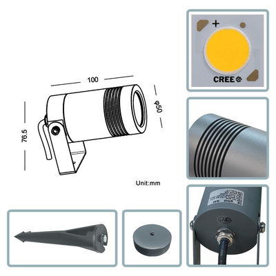 IP65 Dış 6W COB Yer Işığı Ayarlanabilir Açı Yukarı Aşağı Işık Noktası Bahçe Led Spike Light