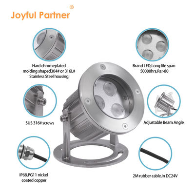 IP68 Su geçirmez paslanmaz çelik 316 3x2W LED Su Altı Işıkları Montaj tabanı ile havuz için