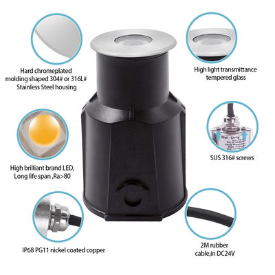 3W CREE IP68 Paslanmaz Çelik Yeraltı Yüzme Havuzu LED Sualtı Yeraltı Işıkları