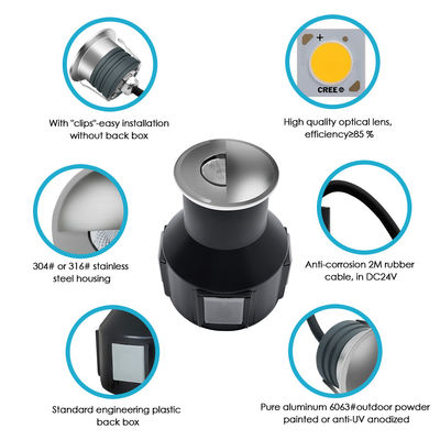 1W 2W DC 12/24V IP67 Su geçirmez Alüminyum Yüz Kapağı reçine Doldurulmuş Yeraltı Işıkları