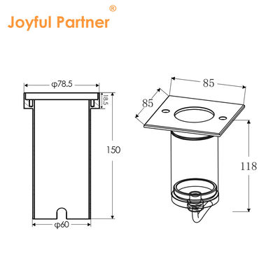 DC AC COB Led Alüminyum Kare Şekil 304ss Ön Kapak LED Bahçe Yer Işığı