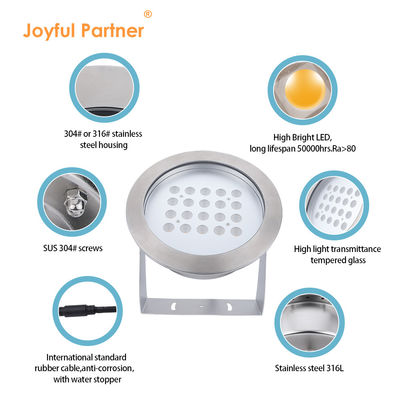 Paslanmaz çelik IP68 LED Sualtı Işıkları 40W Sıcak Beyaz Tek Renkli Havuz Işığı Parti için Havuz Ev Bahçesi