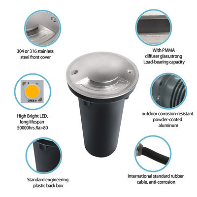 Bir İki Dört Yol Kolay Birleştir Su geçirmez 220V CREE COB LED IP67 LED Mini Bahçe Yeraltı Işığı