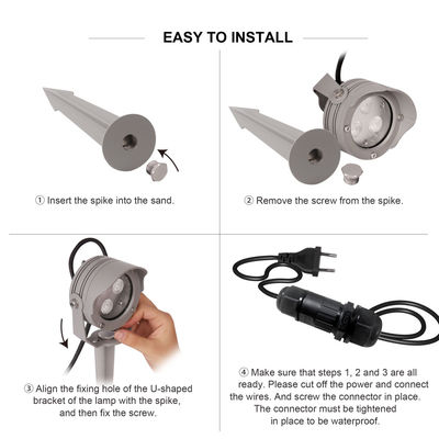3W 6W RGB IP67 Su geçirmez DC12V 24V Optik Yansıtıcı Bahçe Ağaçları İçin LED Plastik Spike Spot Light