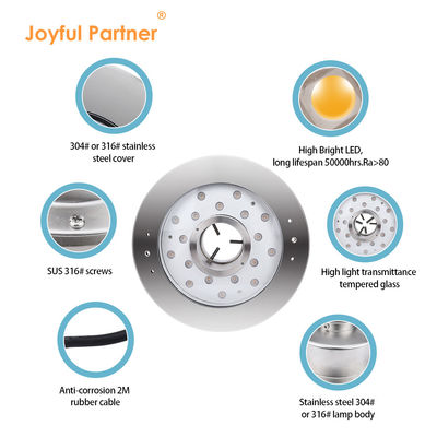 Joyful Partner 6W 9W 12W 18W 24V DMX Kontrol Paslanmaz Çelik IP68 Sualtı RGB Çeşme Işıkları