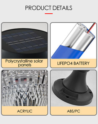 Dış Güneş Enerjisi Bahçe Işığı ABS Malzemesi Epistar SMD DIA 245mm IP65 APP Kontrollü Avrupa Tarzı