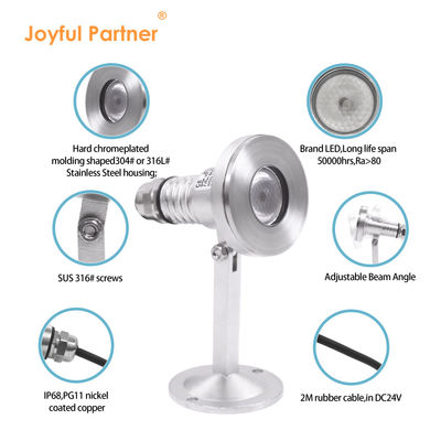 LED Sualtı Spot Işığı Su Geçirmez IK07 1*2W LED DC24V DMX RGBW 6W Fıskiye İçin