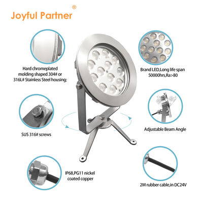 Dış LED Spot Light Paslanmaz Çelik DMX512 RGBW 12W Desteği DMX Kontrolü Su İçinde Kullanım