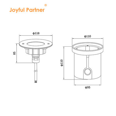 Sualtı LED Işık 3W DIA118MM IP68 316 Paslanmaz Çelik Sıcak Beyaz DC24V Plastik Montaj Kollu