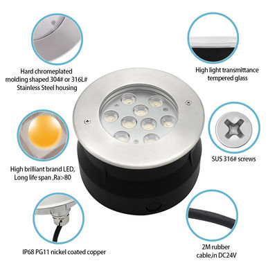 12V 24V LED Su Altı Işığı 9W 18W RGB Tam Renkli Paslanmaz Çelik IP68 Havuz Işıkları