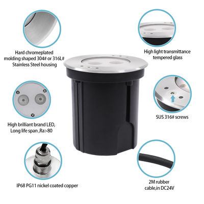 Suya dayanıklı Sualtı LED Işık Paslanmaz Çelik 316 DC24V IP68 RGBW Asimetrik Lensli 4in1