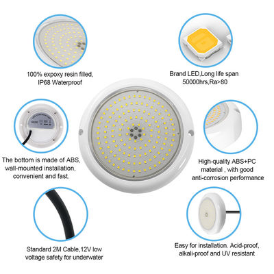 PAR56 LED Havuz Işığı RGB AC12V IP68 reçinalı ABS + PC ile doldurulmuş malzeme DIA152 * 26mm Çizgi açısı 120 derece