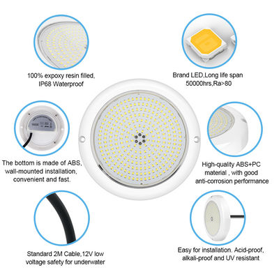 ABS Havuz Işığı Par56 IP68 18W 24W Senkronize RGB SMD LED Beton Havuz için Renk Değiştirme