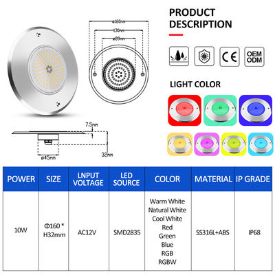 IP68 LED PAR56 Havuz Işığı Renk Değiştirme 12V 6W reçine dolu Su geçirmez Wifi RF uzaktan kumanda