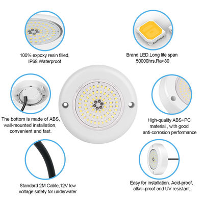 AC 12V Denizaltı IP68 RGB Değiştirme Kontrol PC 15W reçine dolu yüzey montajlı LED yüzme havuzu ışığı