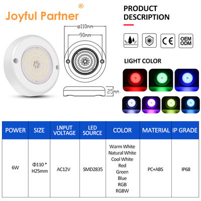 AC 12V Denizaltı IP68 RGB Değiştirme Kontrol PC 15W reçine dolu yüzey montajlı LED yüzme havuzu ışığı