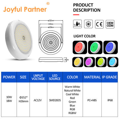 Rezin Epoxy IP68 Havuz Işığı Beyaz Renk PAR56 ampul 10W LED Sualtı Işığı