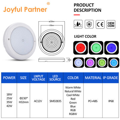 Joyful Havuz Işıkları 12v AC yükseltme SMD Çip RGB Renk IP68 Tüm PC Bir Set Tasarımı Beton Havuz için