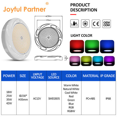 42W Yüzey Montajlı LED Yüzme Havuzu Işık Su Altı Lamba 230*35mm ABS Malzemesi IP68 Su geçirmez