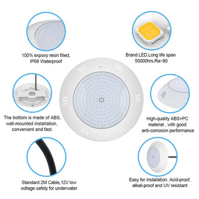 IP68 Su Altı Işık Çok Renkli Uzaktan Kumanda ABS Evi Yüzme Havuzu için Duvar Montajlı