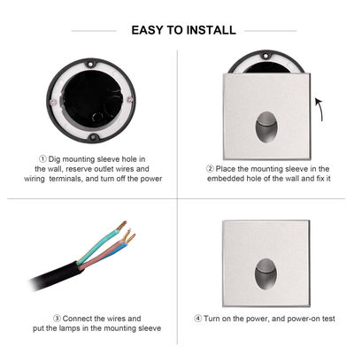 Akıllı LED Duvar Lambası IP65 Alüminyum Beden kare Şekli DC 24v 1w 2w 3w LED Merdiven Işığı Koridor için