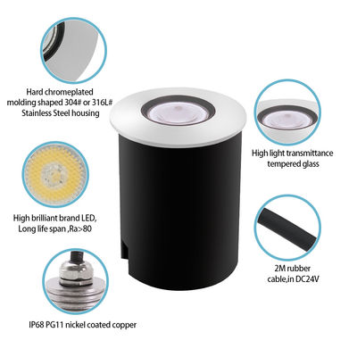 Yüzme havuzu lambaları DC12 ~ 24V 1W 2W Paslanmaz Çelik LED Tek Renkli ABS Siyah Kutusu ile